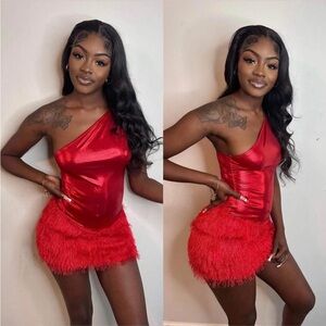 Elegant Red One-Shoulder Dress